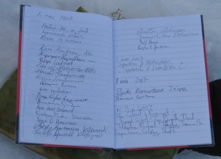 The visitors' book, open on the page we signed
